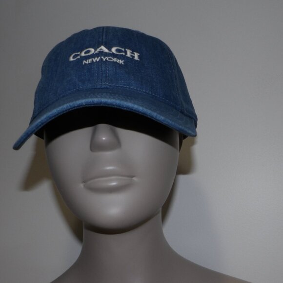 Coach Denim Baseball Hat Unisex 100% Cotton CH405 XS/S Adjustable Back - Picture 4 of 5
